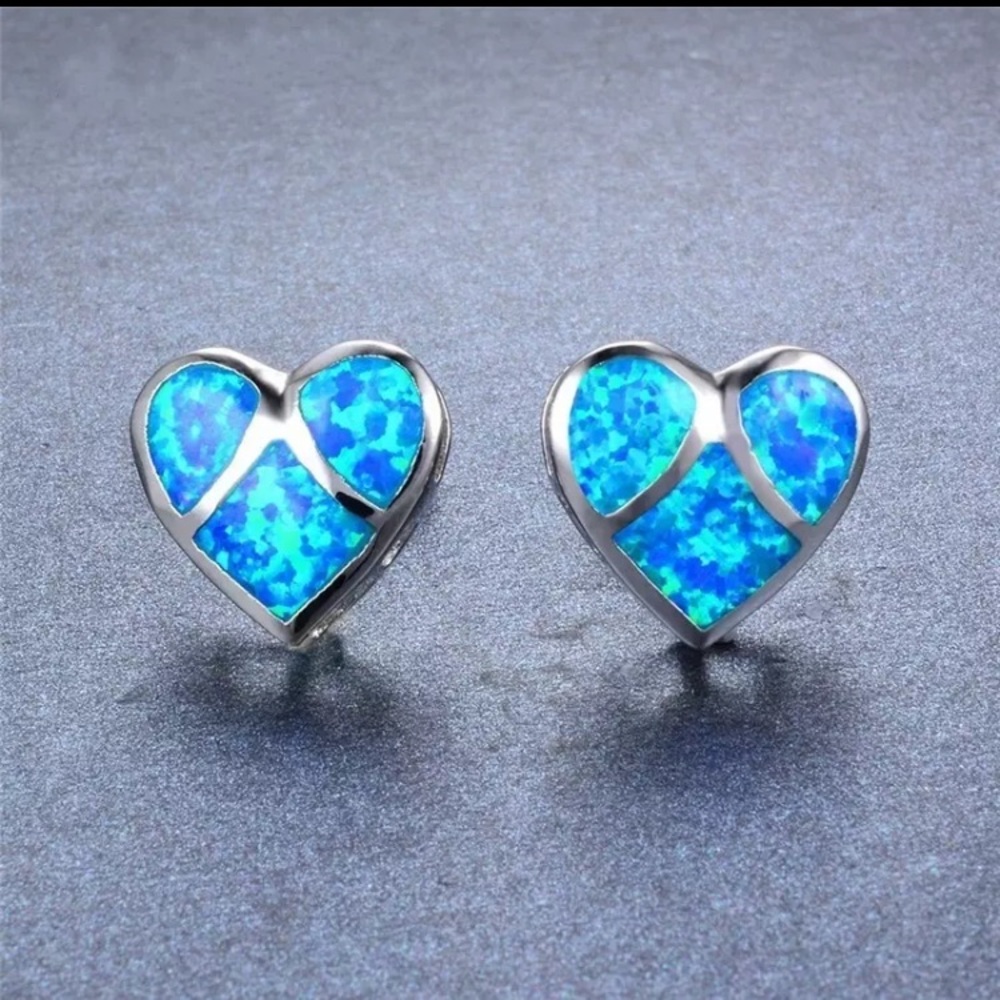 Sterling Silver Blue Heart Earrings